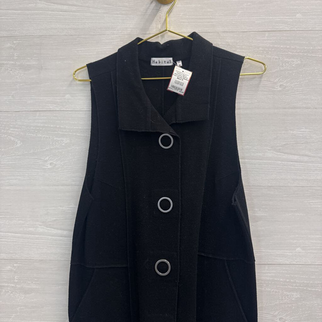 Habitat Black Sleeveless Button Front Dresss Medium