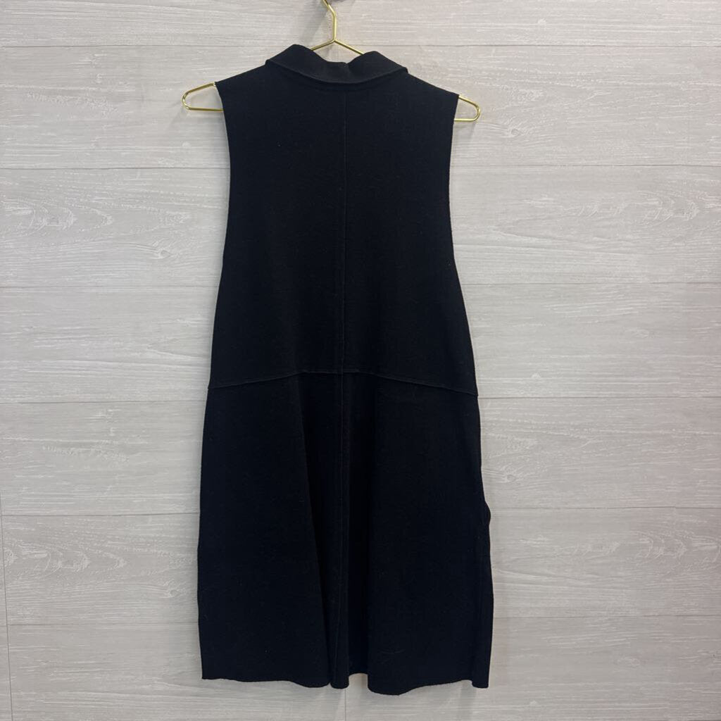 Habitat Black Sleeveless Button Front Dresss Medium