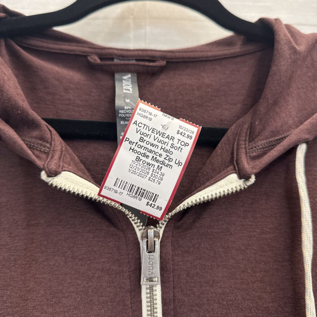 Vuori Soft Brown Halo Performance Zip Up Hoodie Medium