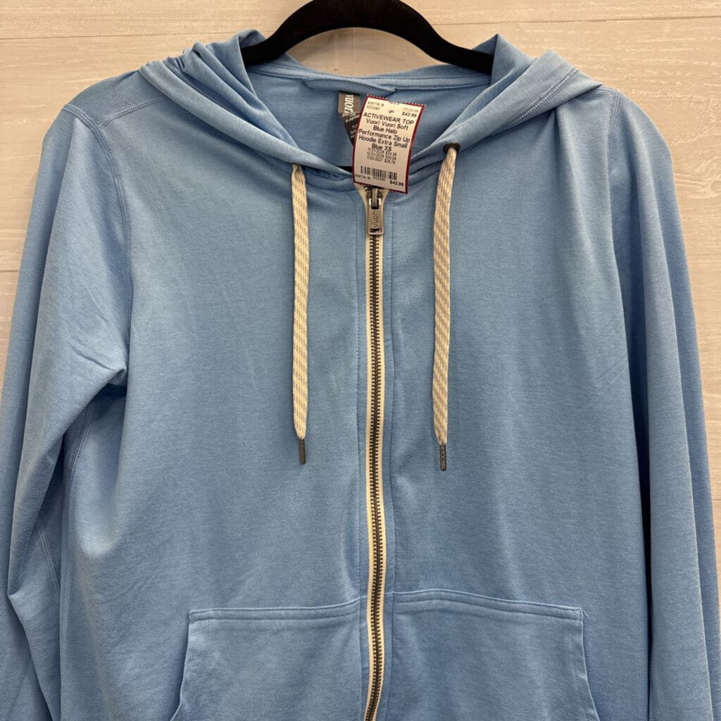 Vuori Soft Blue Halo Performance Zip Up Hoodie Extra Small