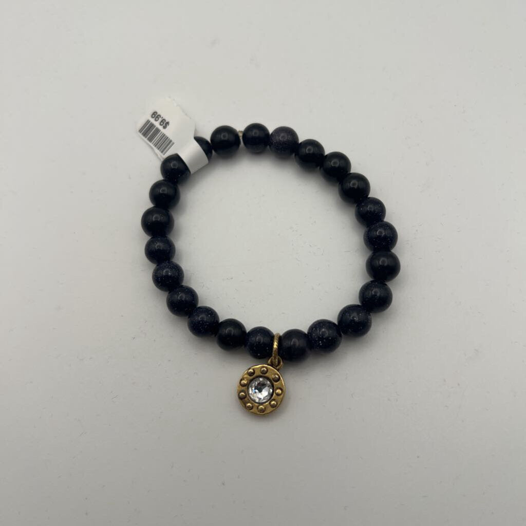 Black Sparkle Beaded Stretchy Bracelet