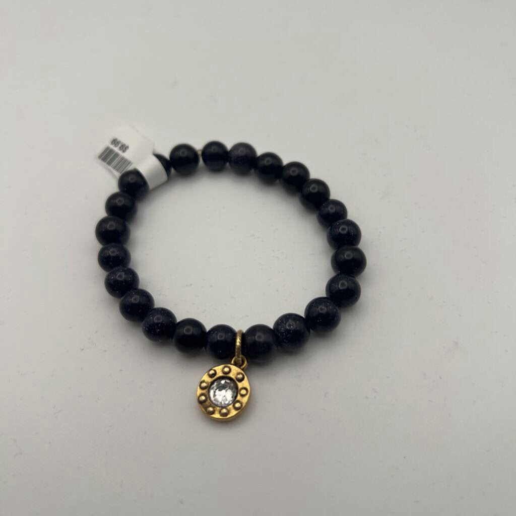 Black Sparkle Beaded Stretchy Bracelet