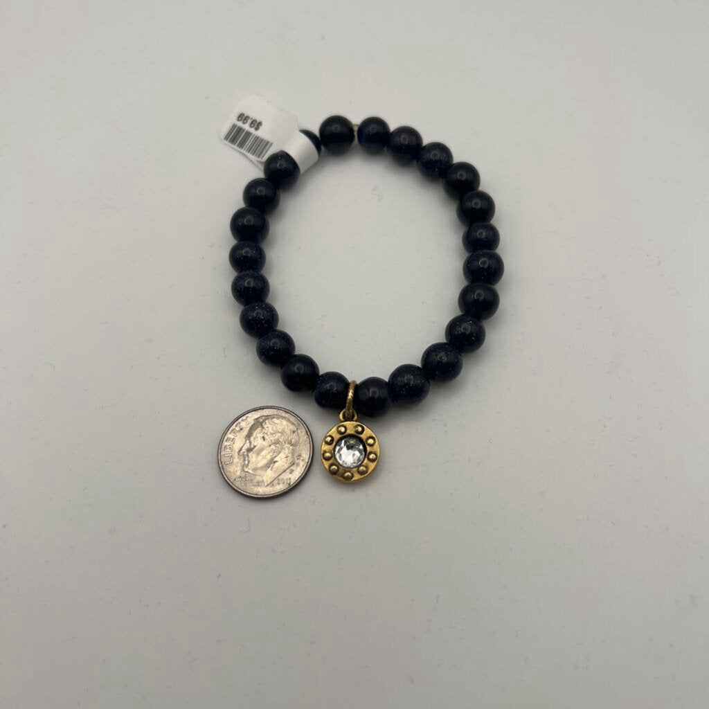 Black Sparkle Beaded Stretchy Bracelet