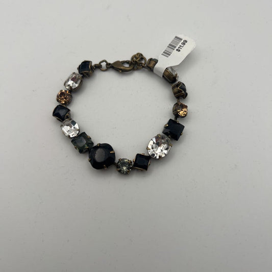 Silver/ Rhinestone/ Black Stone Bracelet