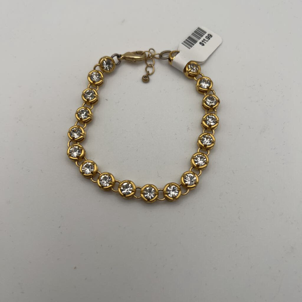 Gold/ Rhinestone Dainty Chain Bracelet