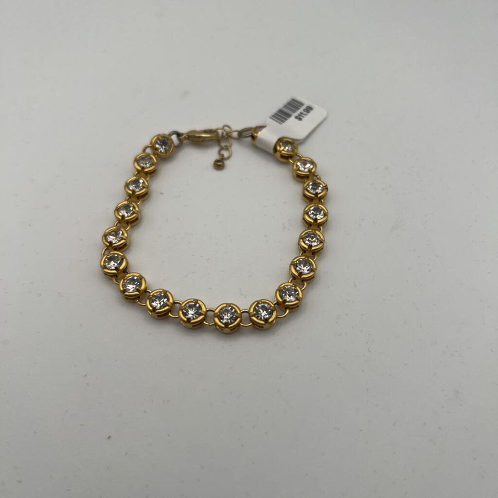 Gold/ Rhinestone Dainty Chain Bracelet
