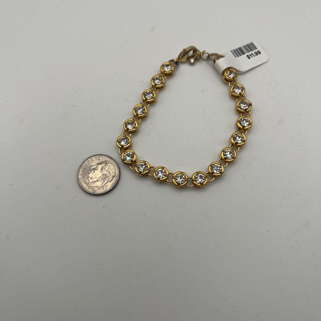 Gold/ Rhinestone Dainty Chain Bracelet