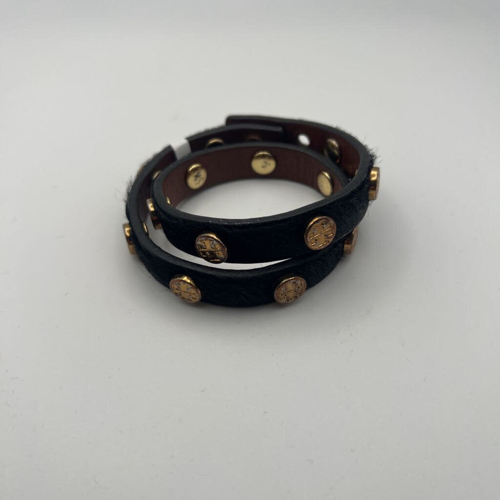 Tory Burch Black Studded Wrap Bracelet