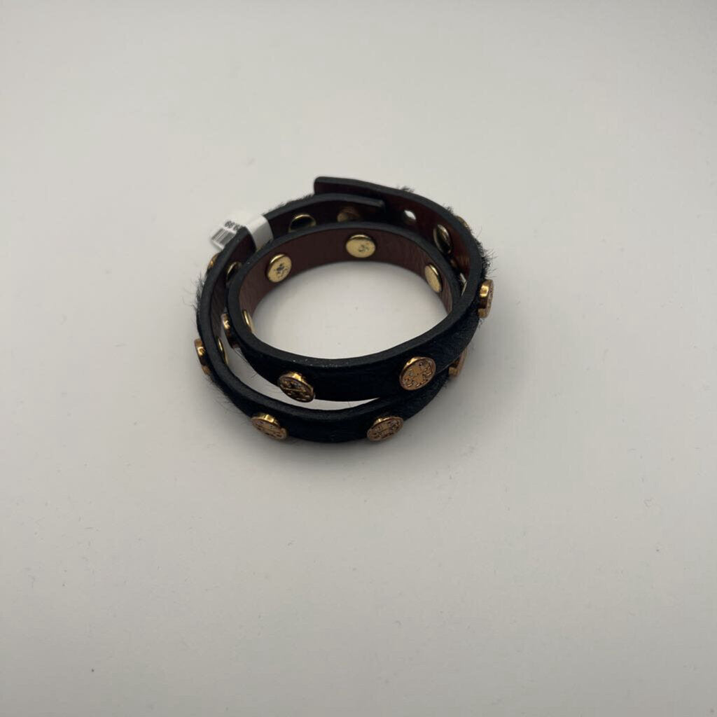 Tory Burch Black Studded Wrap Bracelet