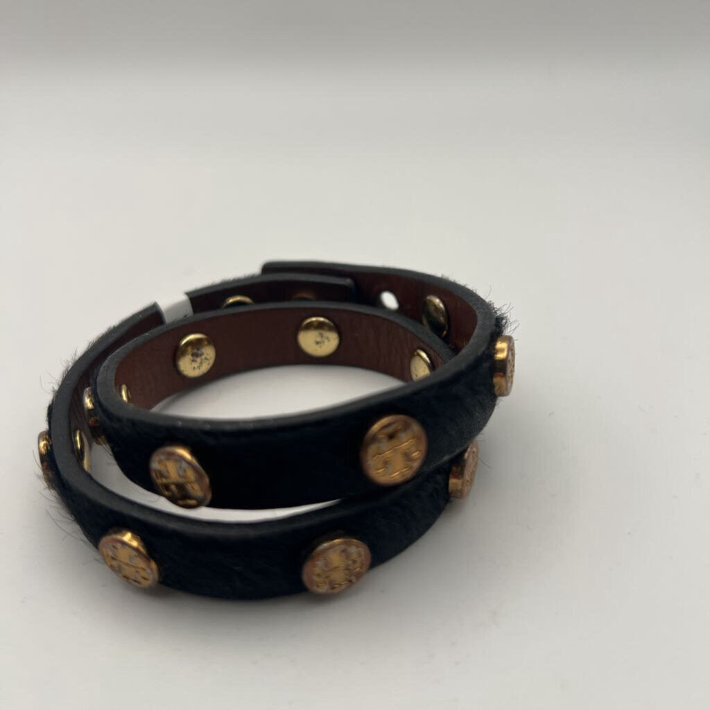 Tory Burch Black Studded Wrap Bracelet