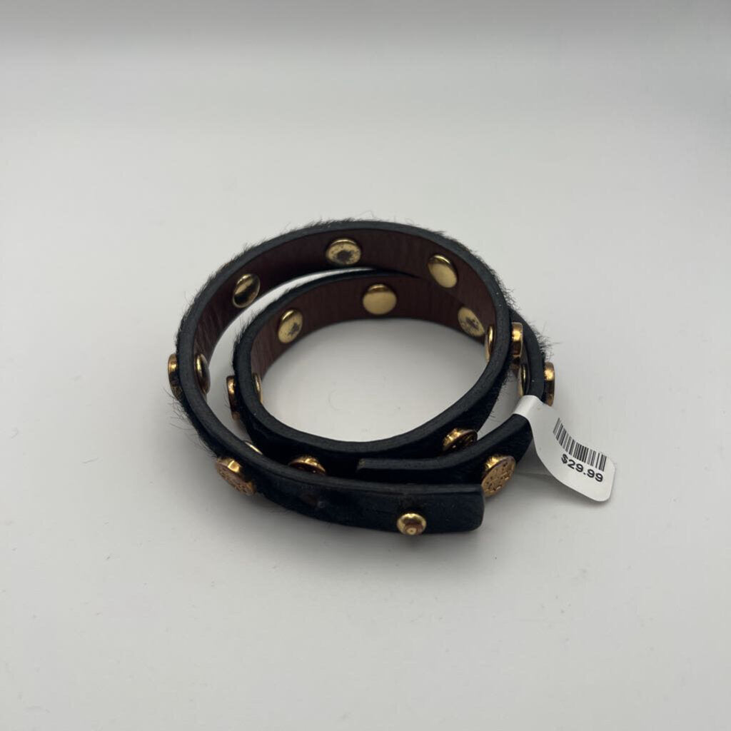 Tory Burch Black Studded Wrap Bracelet