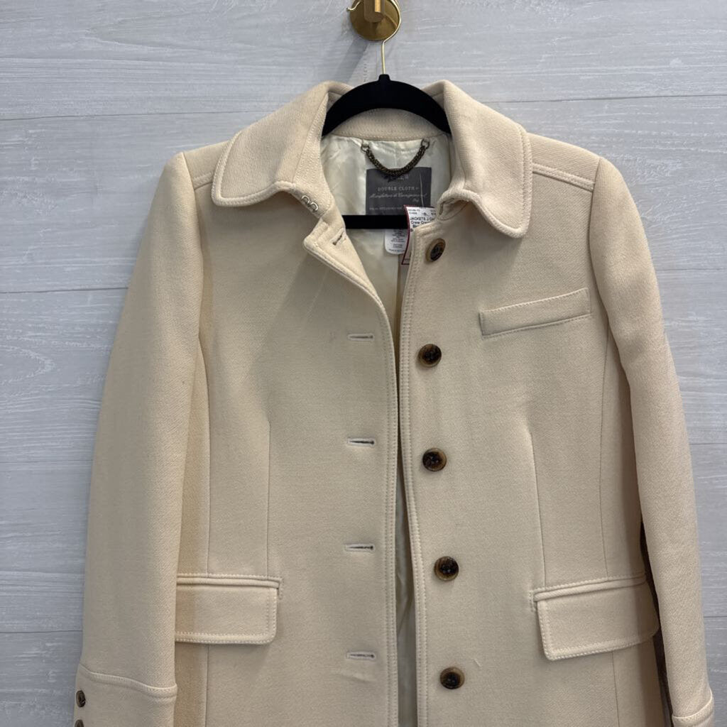 J Crew Cream Wool Blend Mid Length Button Front Jacket 6