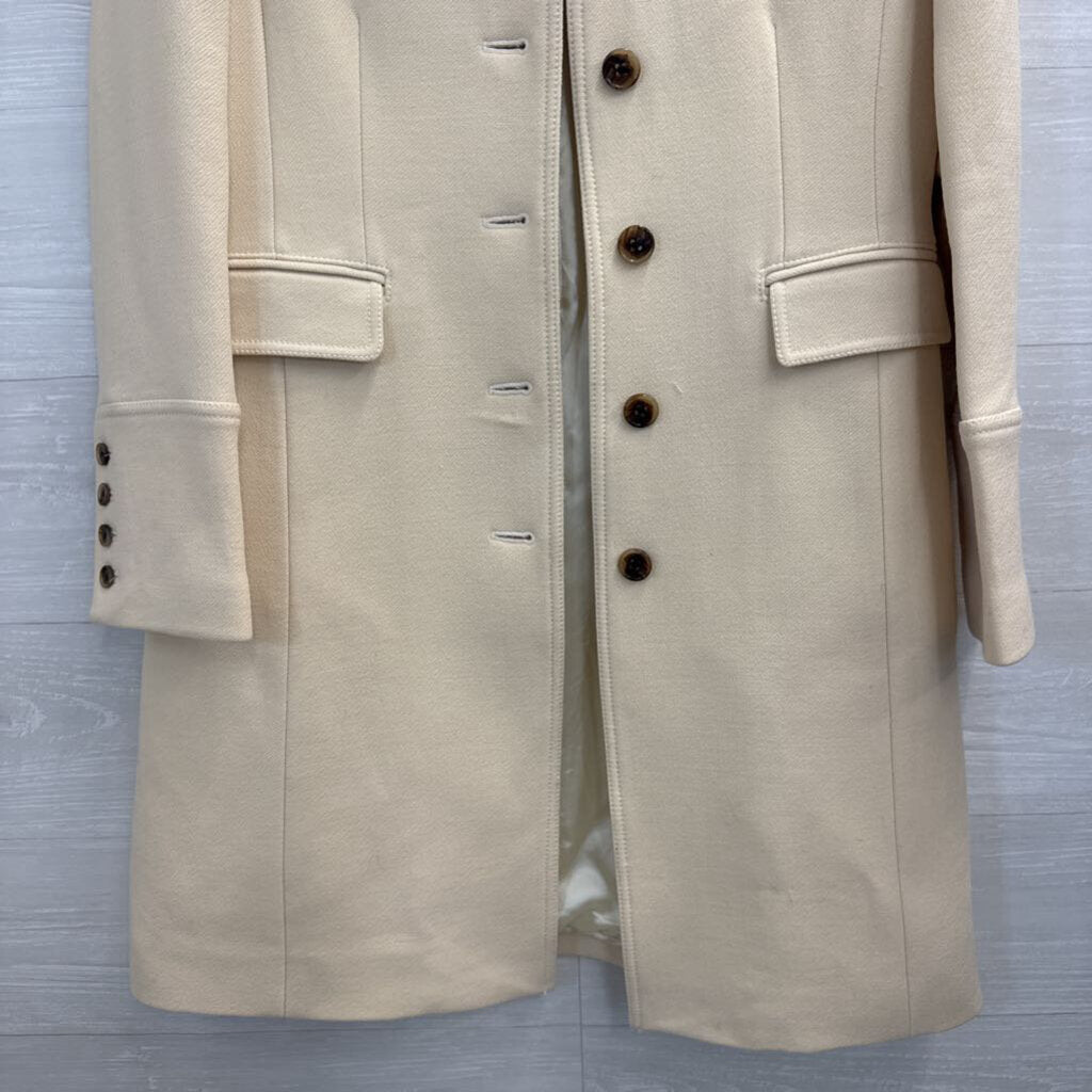 J Crew Cream Wool Blend Mid Length Button Front Jacket 6