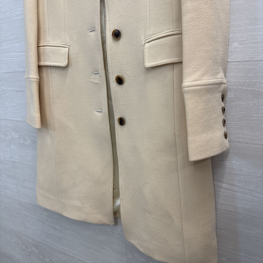 J Crew Cream Wool Blend Mid Length Button Front Jacket 6