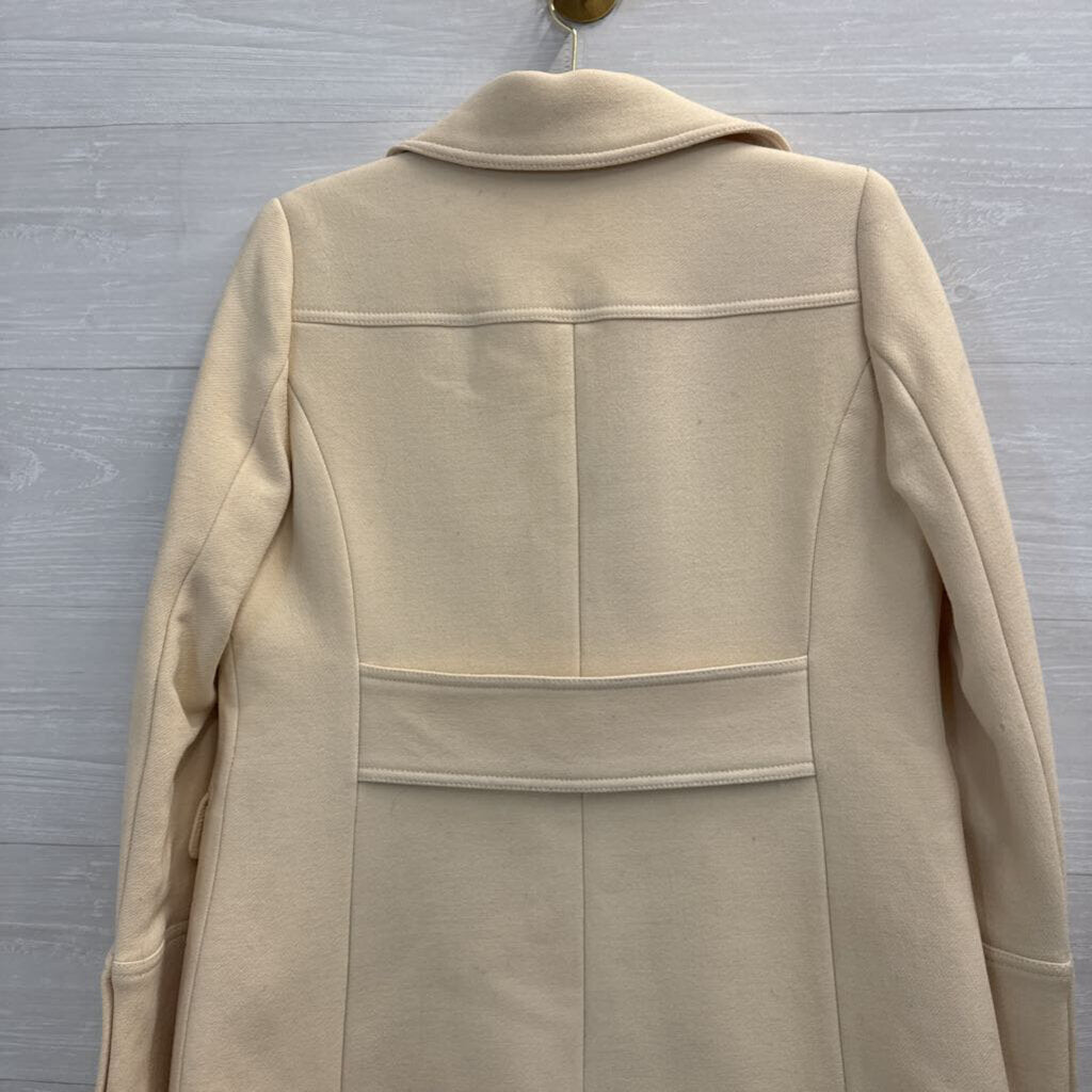 J Crew Cream Wool Blend Mid Length Button Front Jacket 6