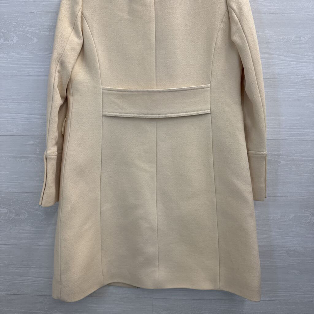 J Crew Cream Wool Blend Mid Length Button Front Jacket 6