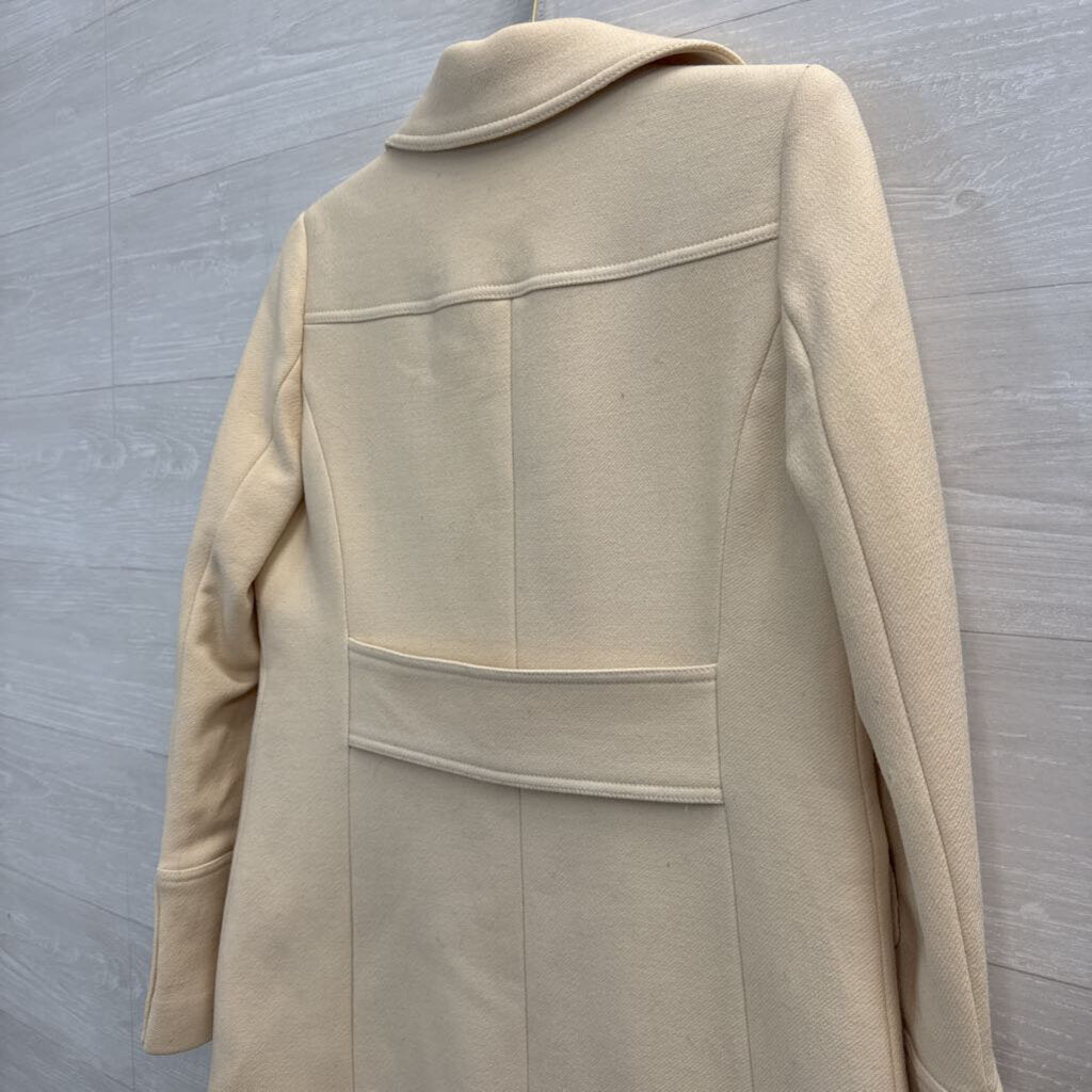 J Crew Cream Wool Blend Mid Length Button Front Jacket 6