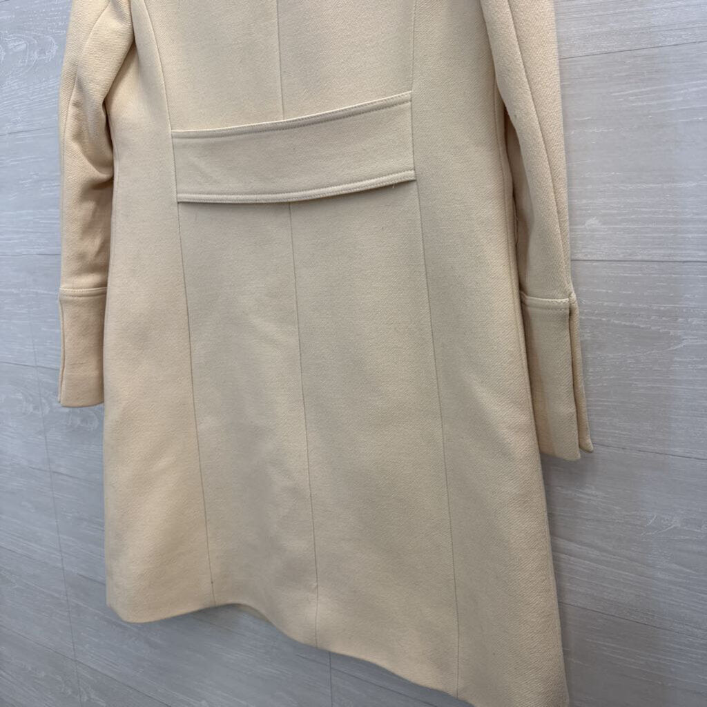 J Crew Cream Wool Blend Mid Length Button Front Jacket 6
