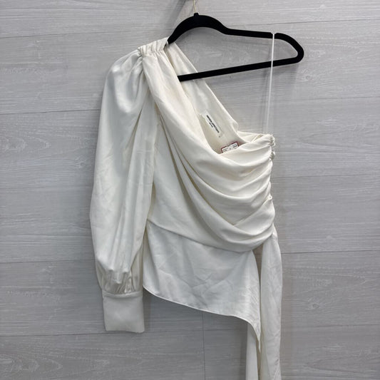 Amanda Uprichard White One Shoulder Long Sleeve Top Medium