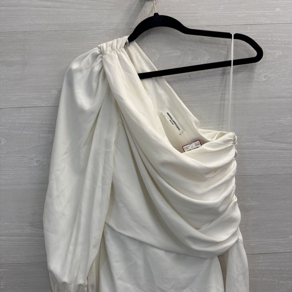 Amanda Uprichard White One Shoulder Long Sleeve Top Medium