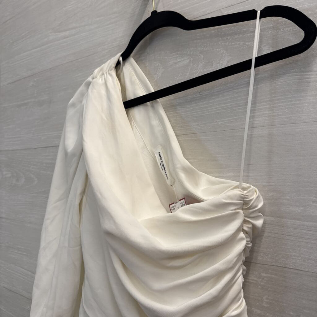 Amanda Uprichard White One Shoulder Long Sleeve Top Medium