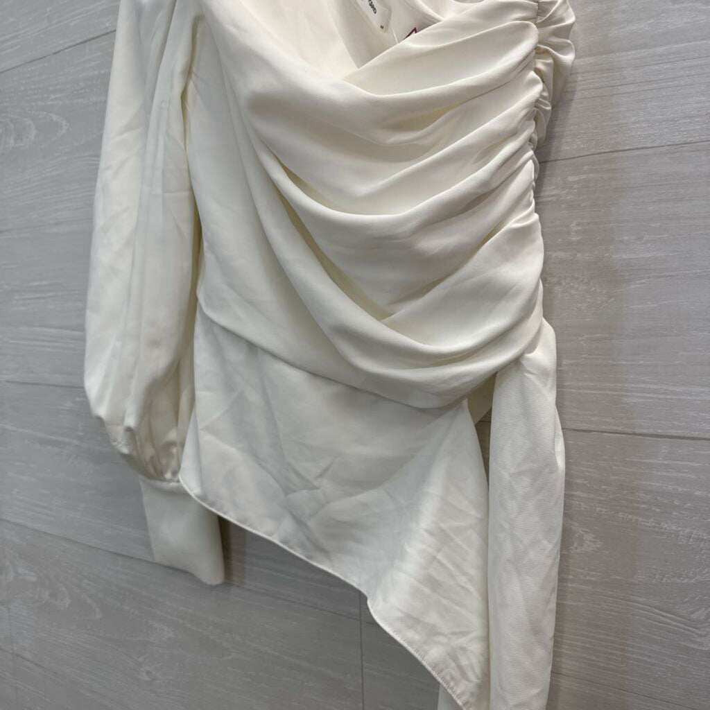 Amanda Uprichard White One Shoulder Long Sleeve Top Medium