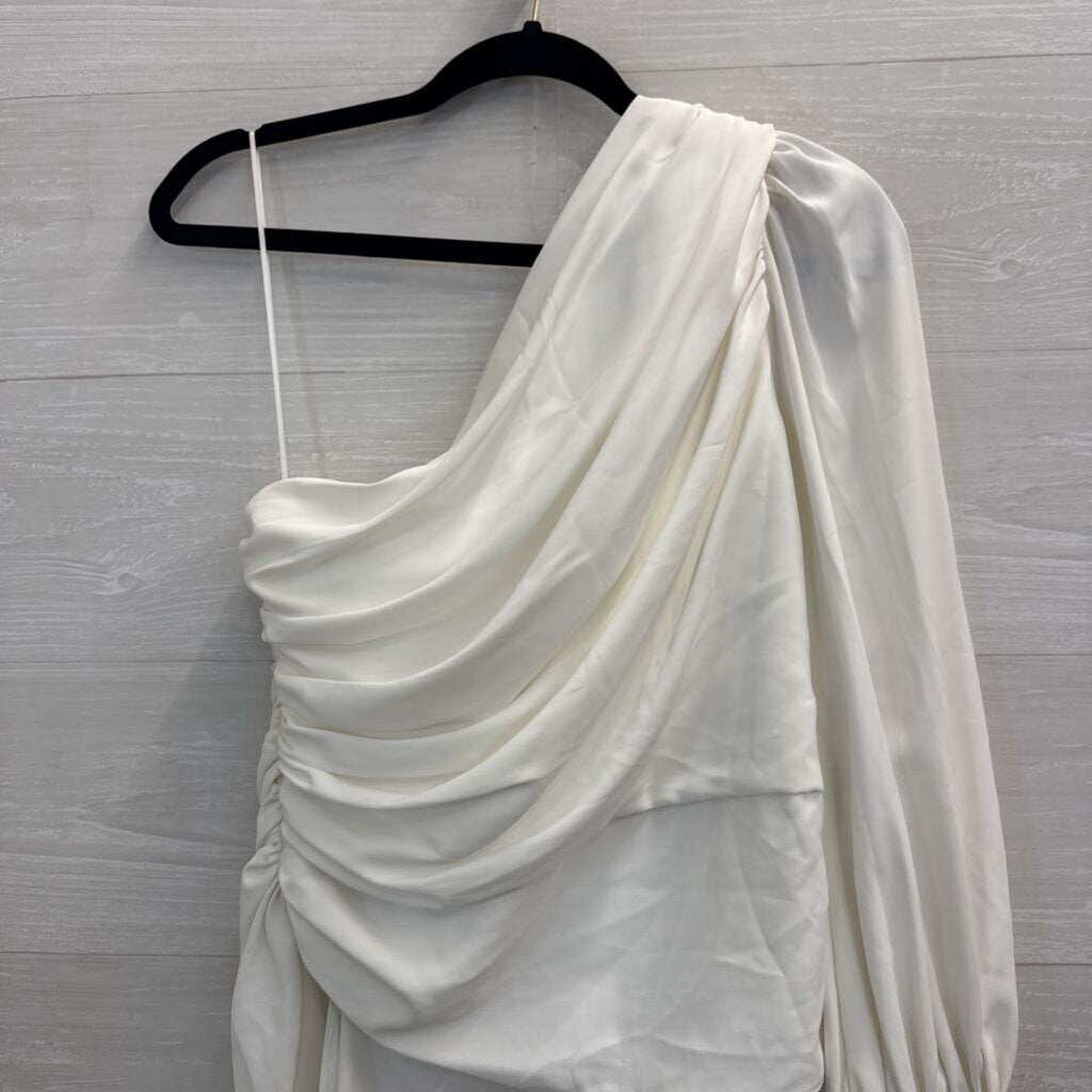 Amanda Uprichard White One Shoulder Long Sleeve Top Medium