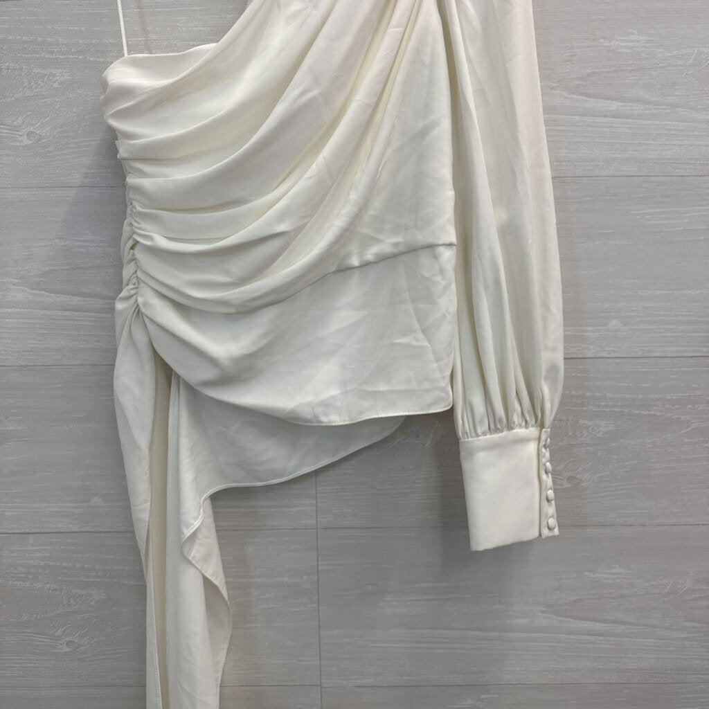 Amanda Uprichard White One Shoulder Long Sleeve Top Medium