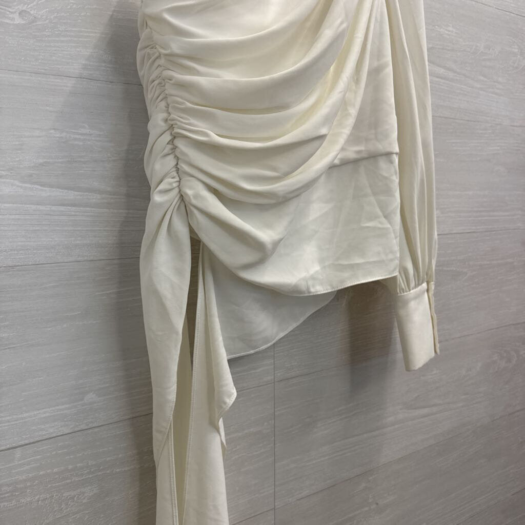 Amanda Uprichard White One Shoulder Long Sleeve Top Medium