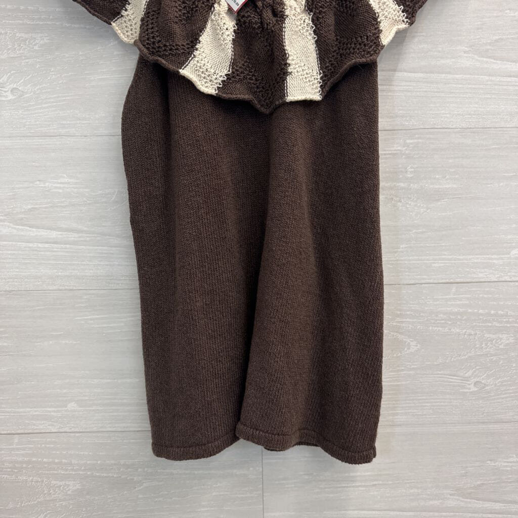 Madison Brown/ White Knit Striped Detail Top Medium