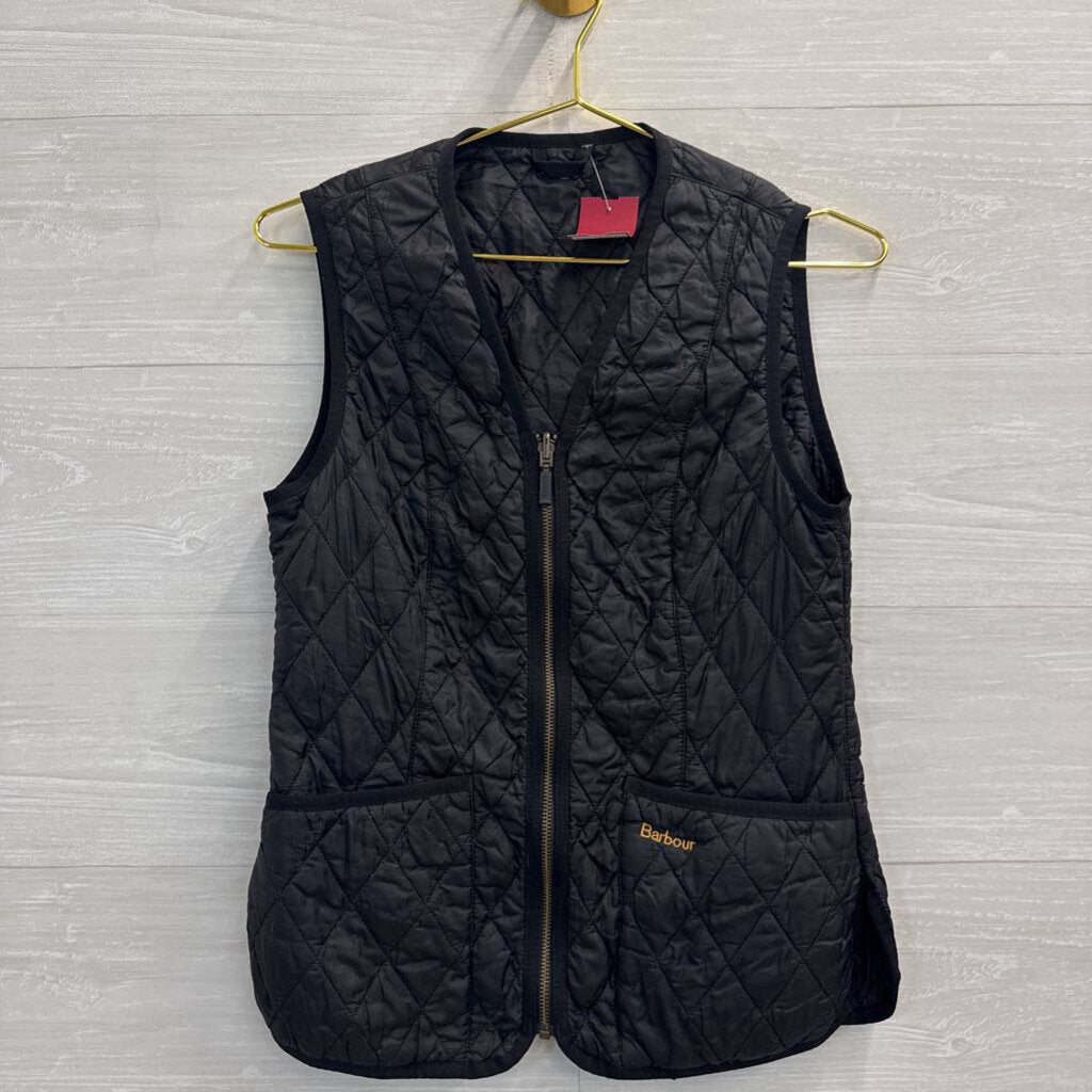 Barbour Black Quilted Zip Up Vest 6