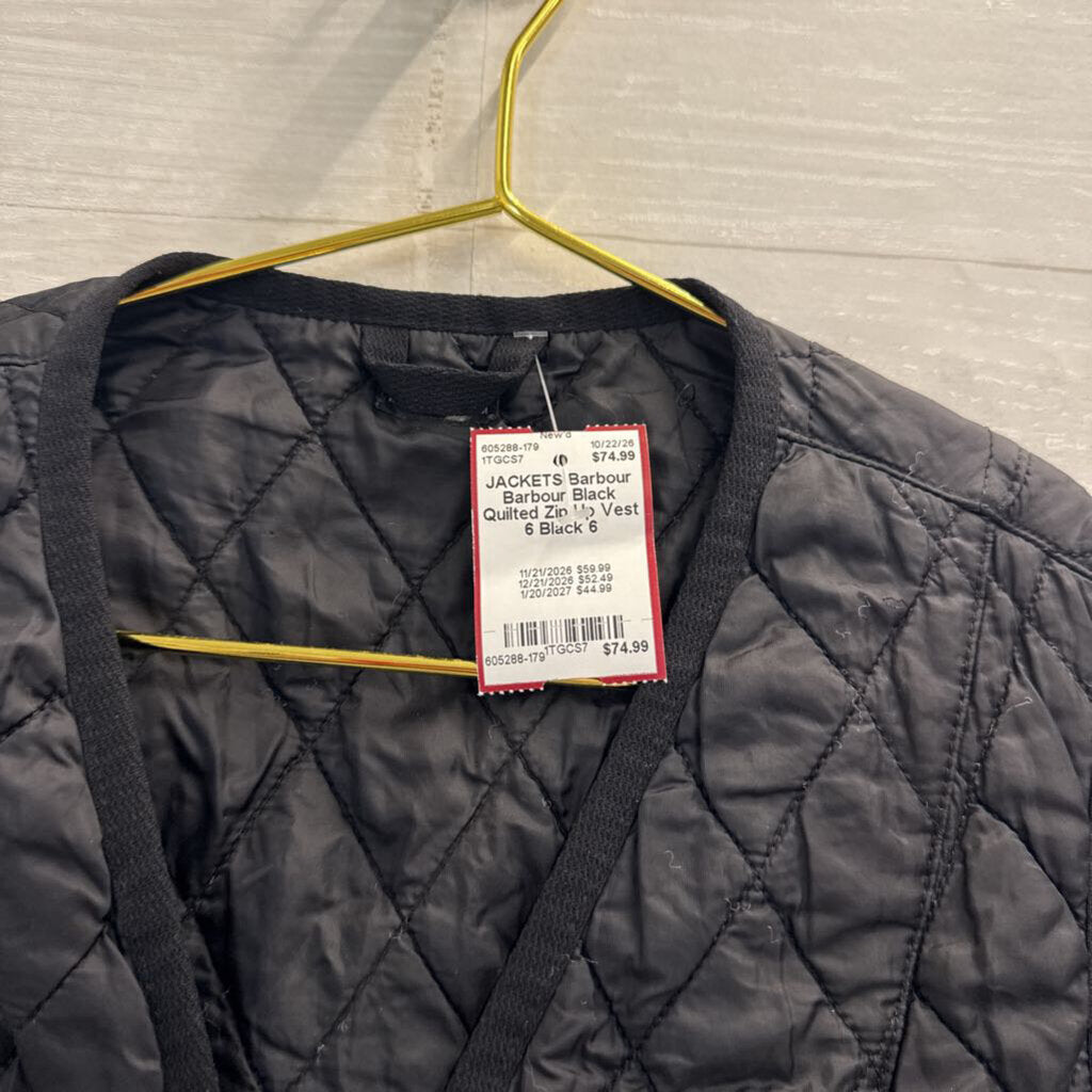 Barbour Black Quilted Zip Up Vest 6