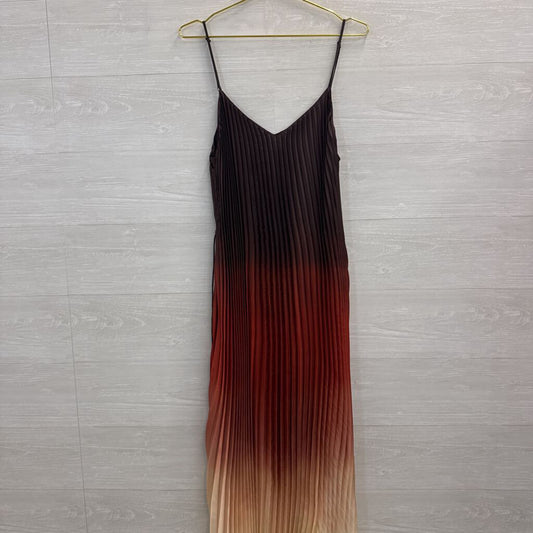 Banana Republic Brown/ Orange Ombre Pleated Maxi Dress Large