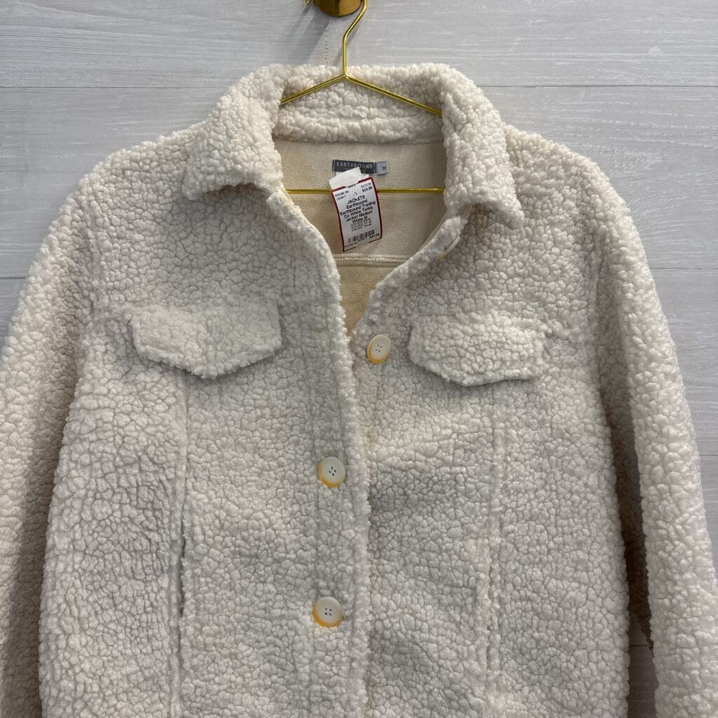 Earthbound Trading Co White Teddy Jacket Medium