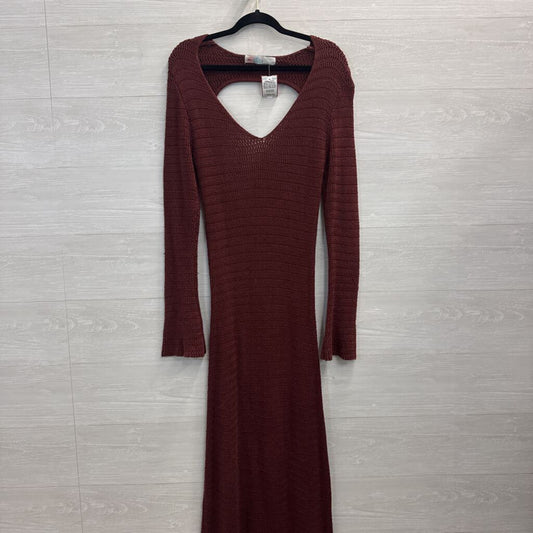 FP Beach Brown Knit Long Sleeve Maxi Dress Medium