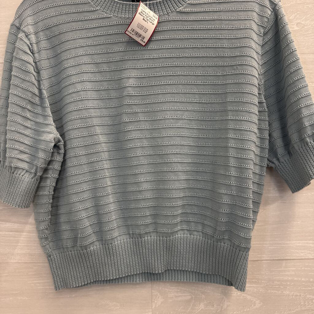 Frye Blue Knit Short Sleeve Top Large