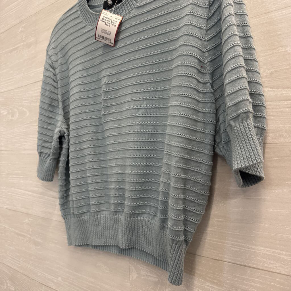 Frye Blue Knit Short Sleeve Top Large