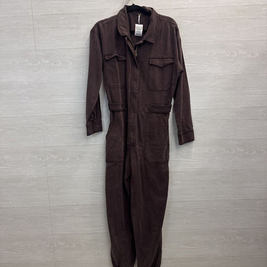 YFB Brown Denim Long Sleeve Zip Front Jumpsuit Medium