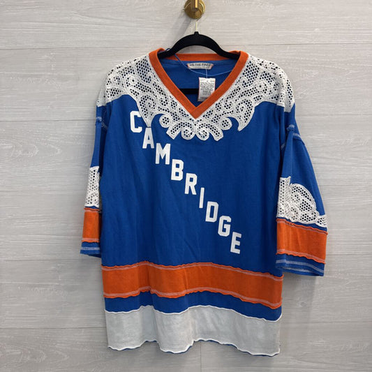 We The Free Blue/ Orange Lace Detail Cambridge Top Extra Small