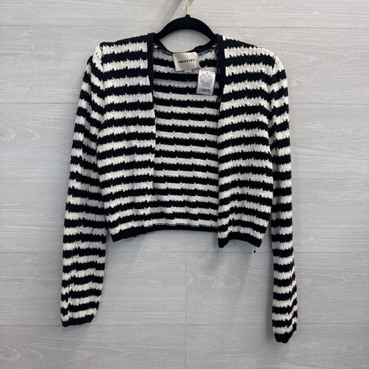 Industry White/ Black Striped Knit Cropped Cardigan Sweater Medium