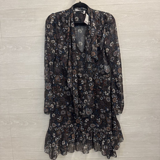 See by Chloe Black/ Multi Print Long Sleeve Sheer Detail Dress 38