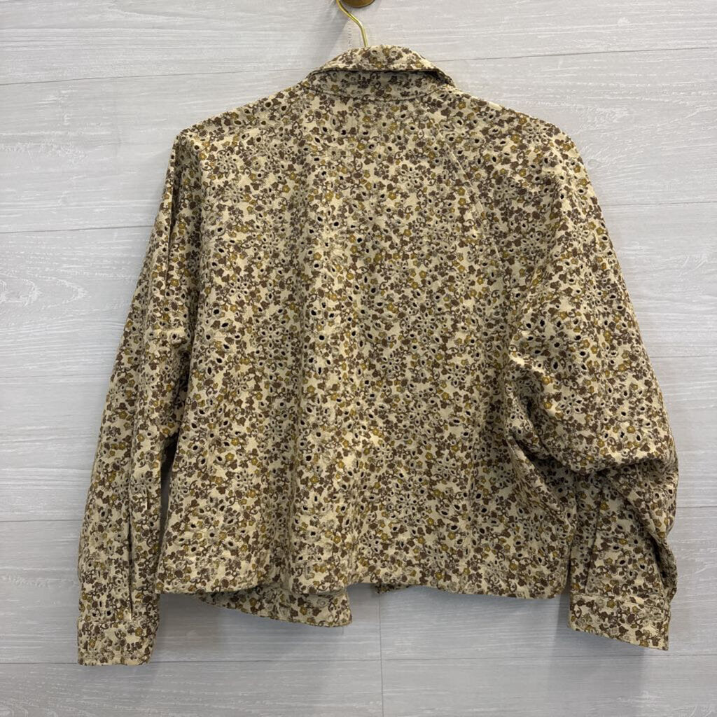 Solitaire Brown Floral Eyelet Jacket Large