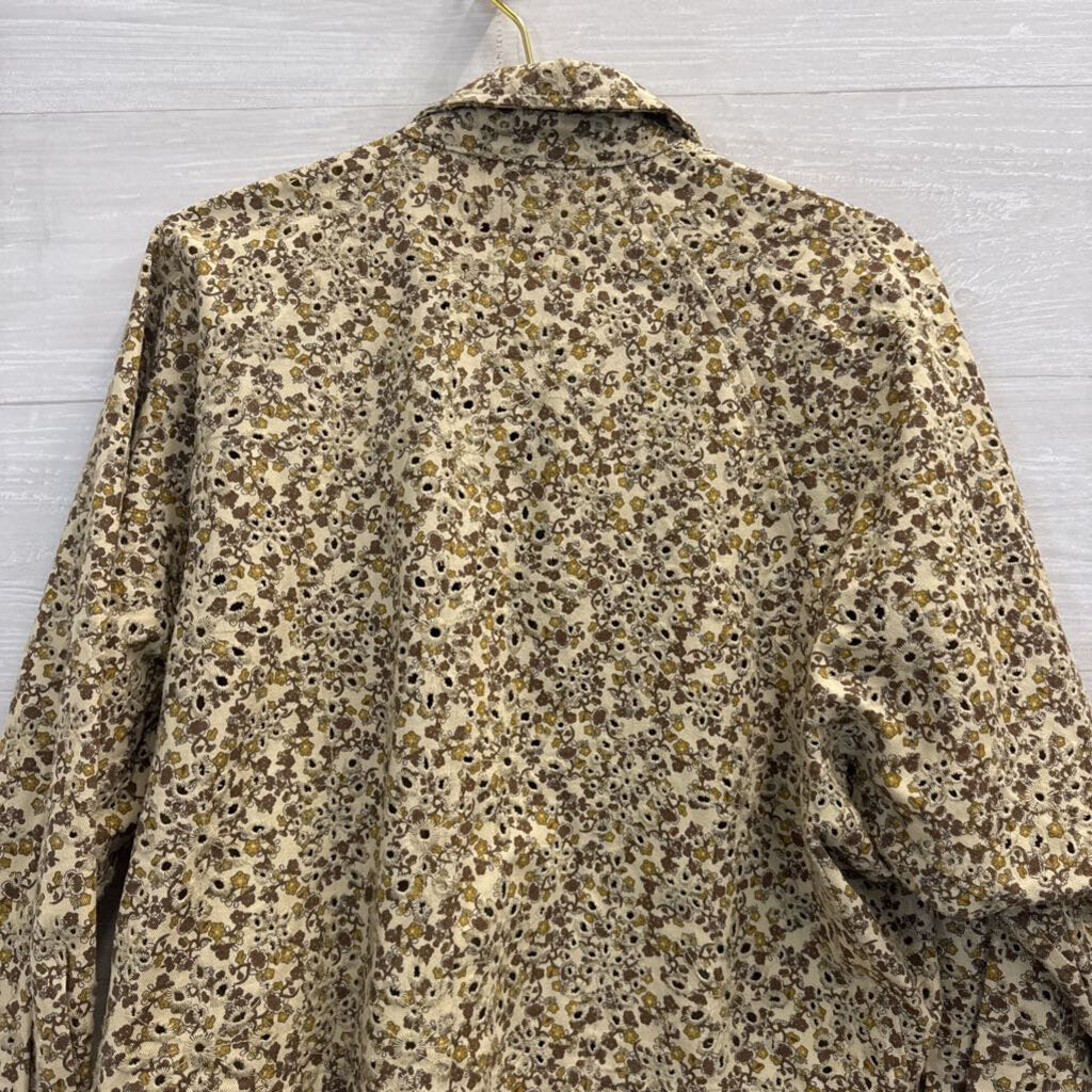 Solitaire Brown Floral Eyelet Jacket Large