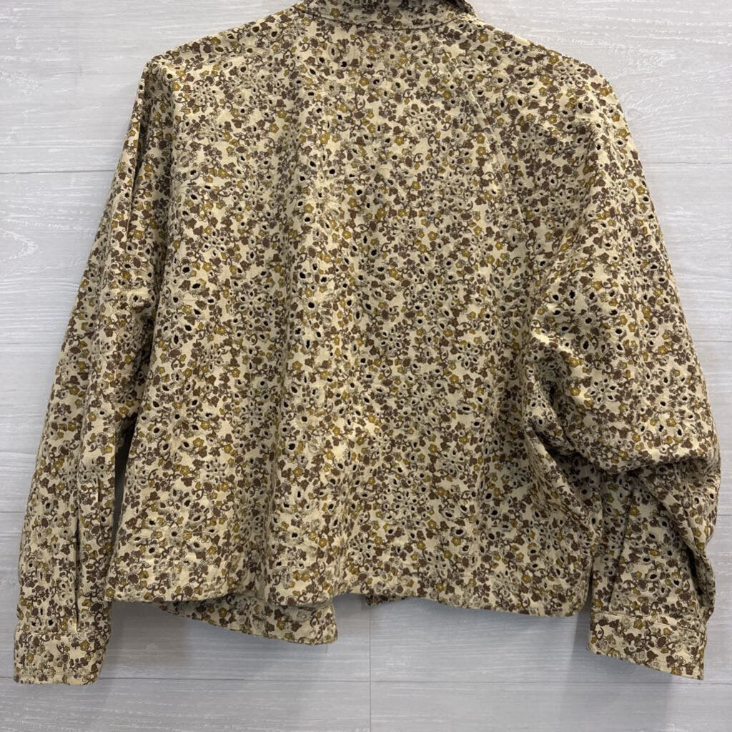 Solitaire Brown Floral Eyelet Jacket Large