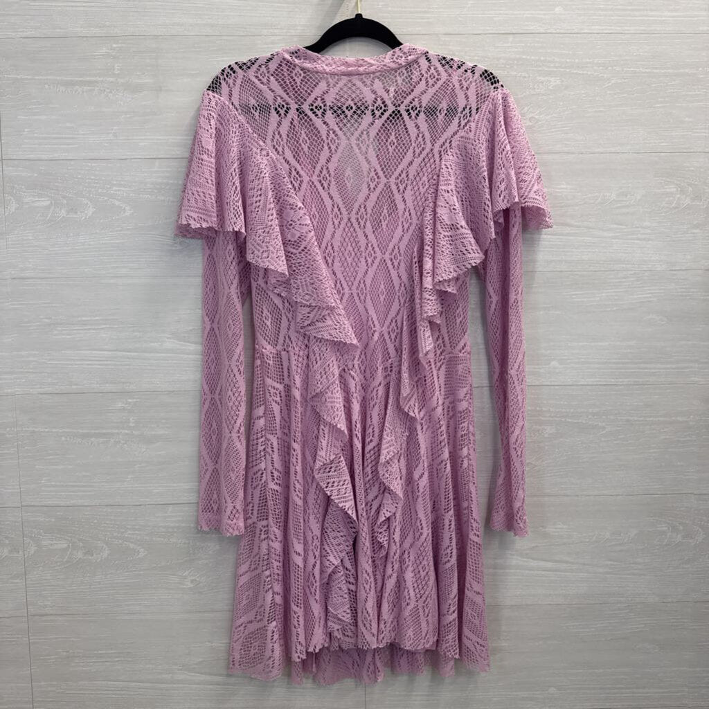 Free People Purple Lace Long Sleeve Ruffle Detail Dress Small