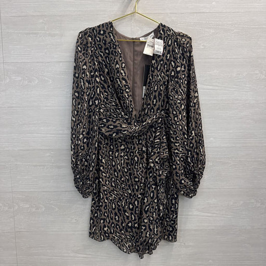 Shona Joy Grey Leopard Print long Sleeve Dress 6