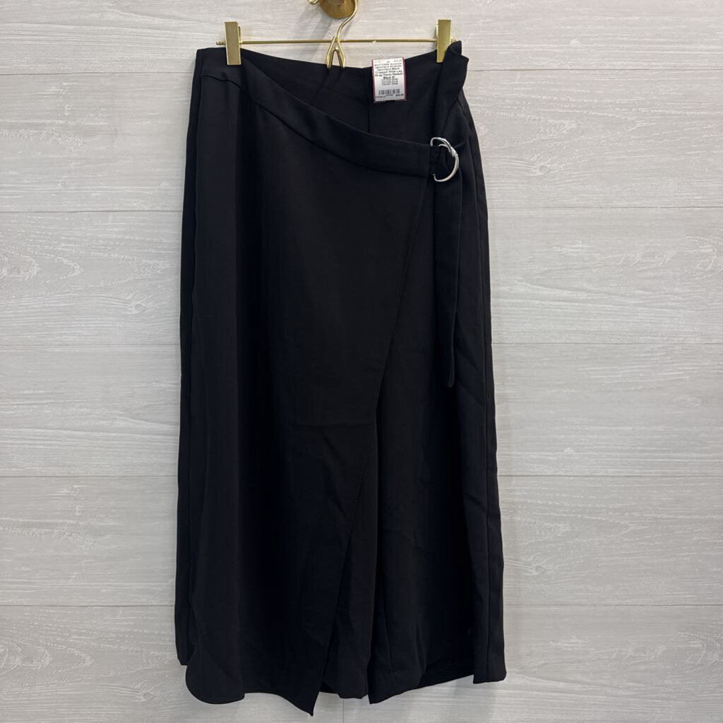 Amanda Uprichard Black Cropped Wide Leg Wrap Pants Medium