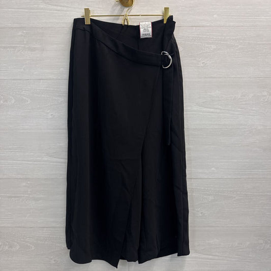 Amanda Uprichard Black Cropped Wide Leg Wrap Pants Medium