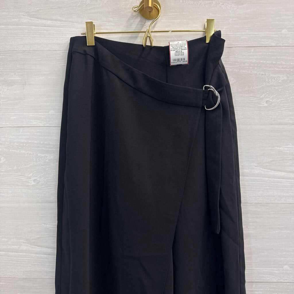 Amanda Uprichard Black Cropped Wide Leg Wrap Pants Medium