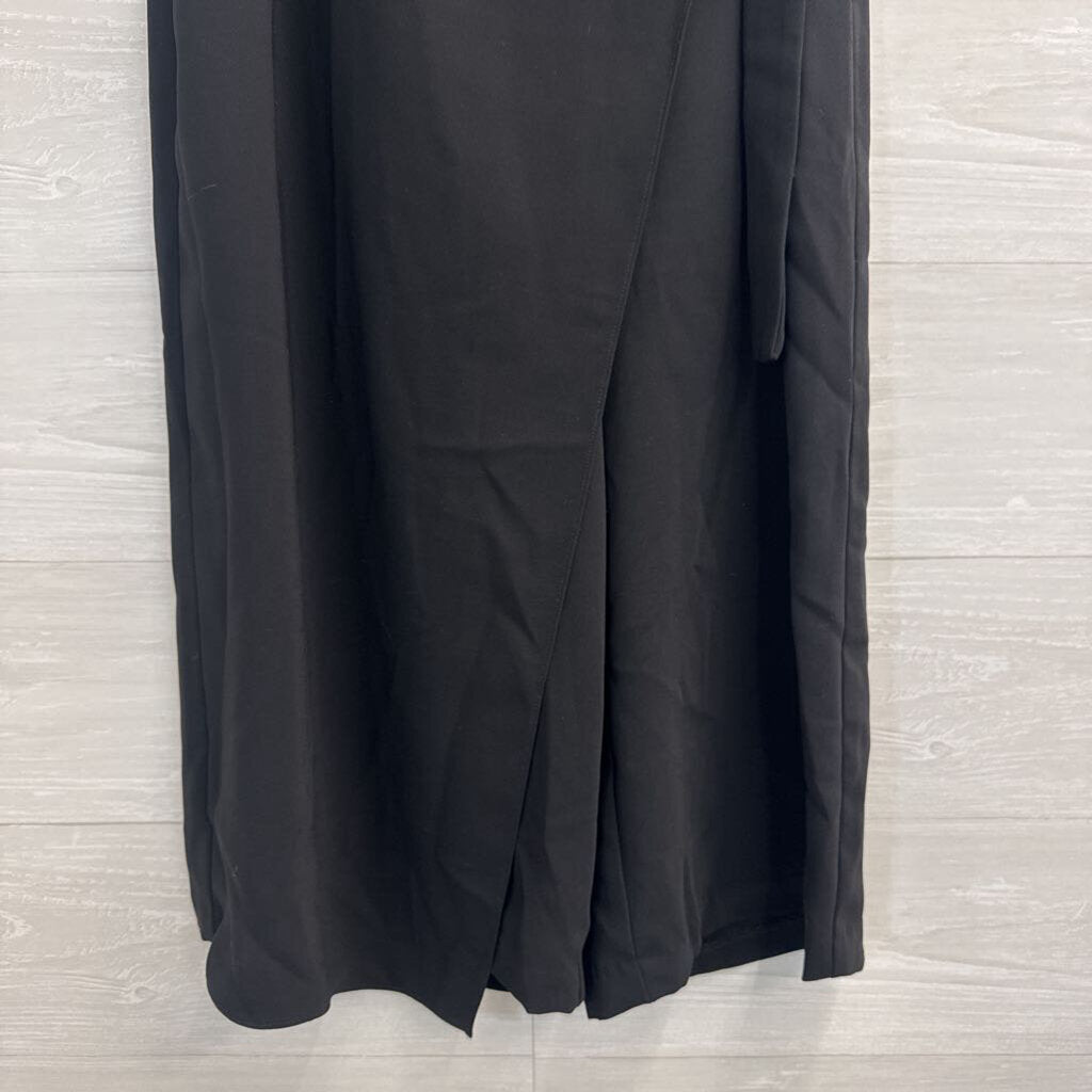 Amanda Uprichard Black Cropped Wide Leg Wrap Pants Medium